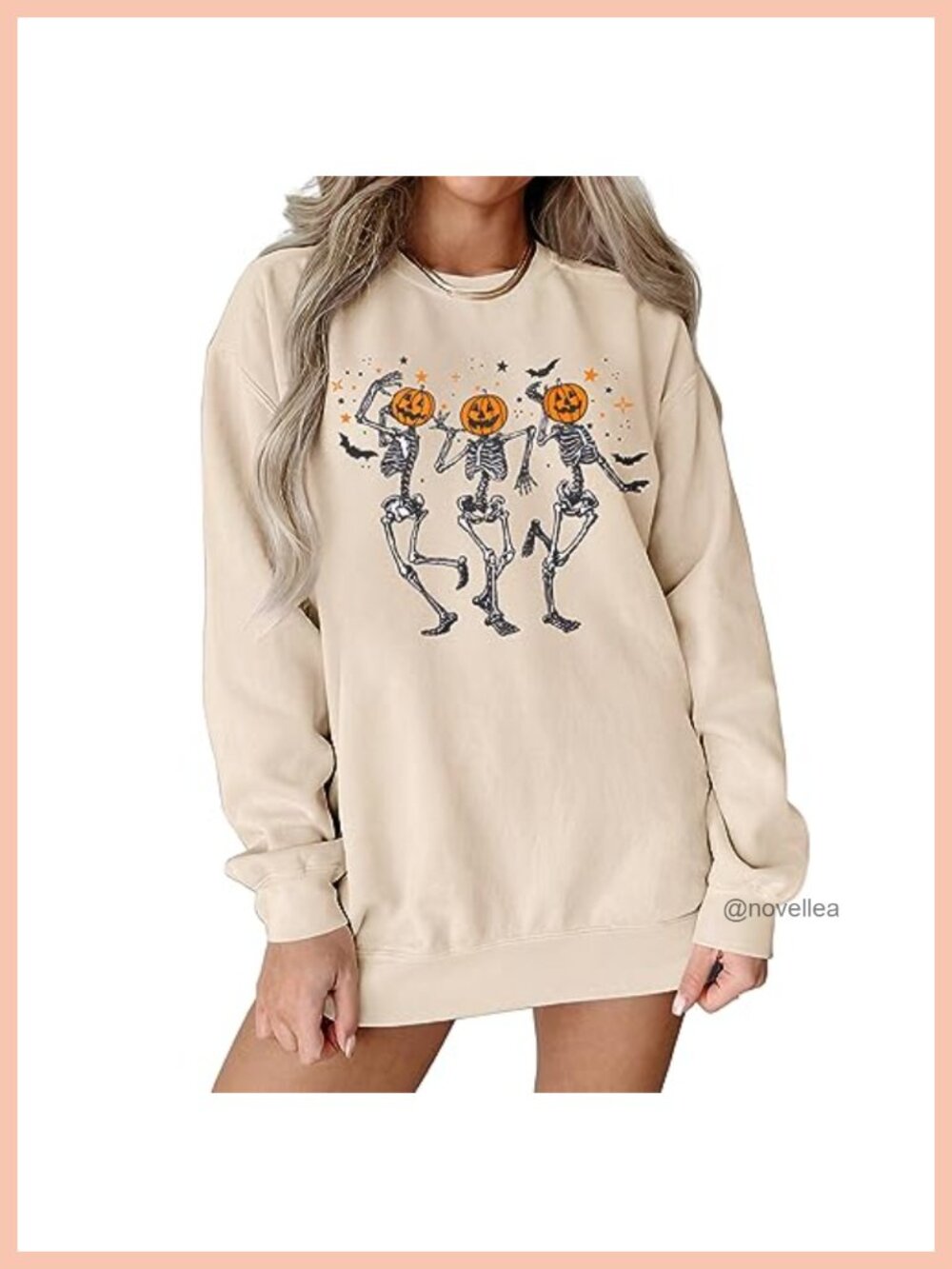 Halloween Dancing Skeleton Pumpkin Sweatshirt Crewneck Pullover Top